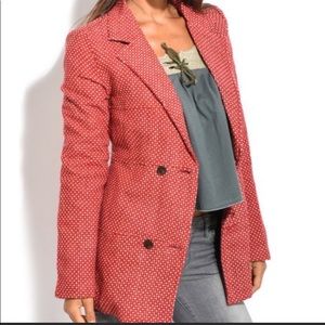 Robert Louis red polka dot pea coat (like Ian Mosh